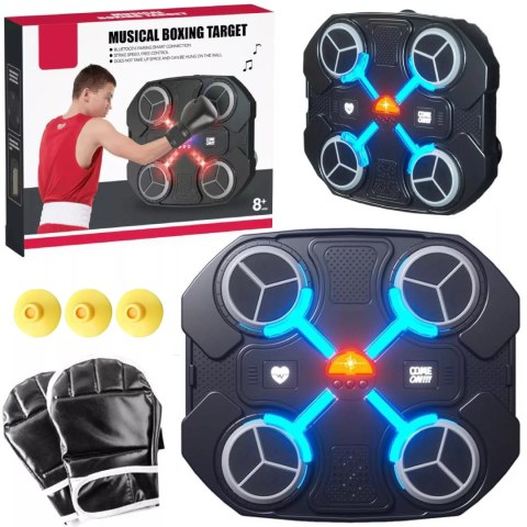 Tarcza Bokserska Muzyczna Bluetooth LED Smart Trening 3 Tryby Czarna