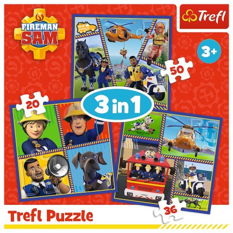 Puzzle - 3w1 ( 20, 36, 50) - Dzień Strażaka Sama - Trefl 34868