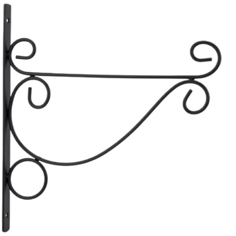 WIESZAK NA ROŚLINY METALOWY ZAWIJASY ORNAMENT CZARNY 26X28CM KINZO