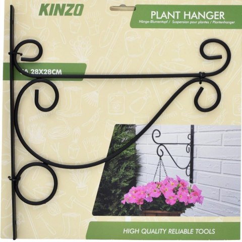 WIESZAK NA ROŚLINY METALOWY ZAWIJASY ORNAMENT CZARNY 26X28CM KINZO