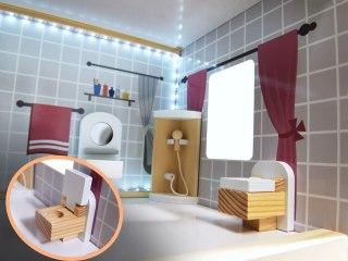 Domek dla lalek drewniany MDF mebelki 78cm biały LED