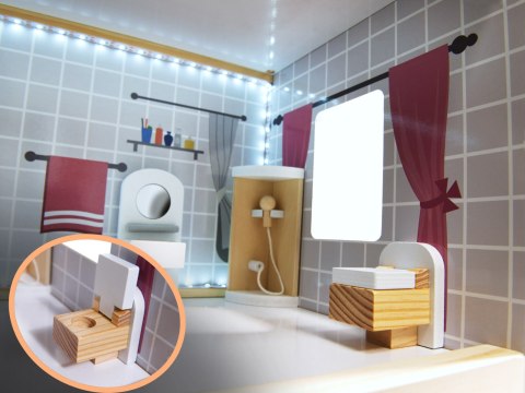 Domek dla lalek drewniany MDF mebelki 78cm biały LED