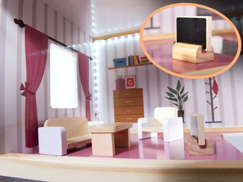 Domek dla lalek drewniany MDF mebelki 78cm biały LED