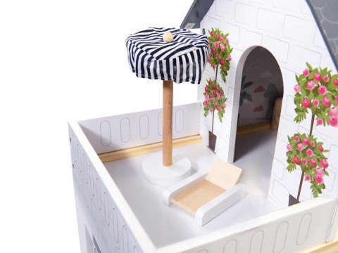 Domek dla lalek drewniany MDF mebelki 78cm biały LED