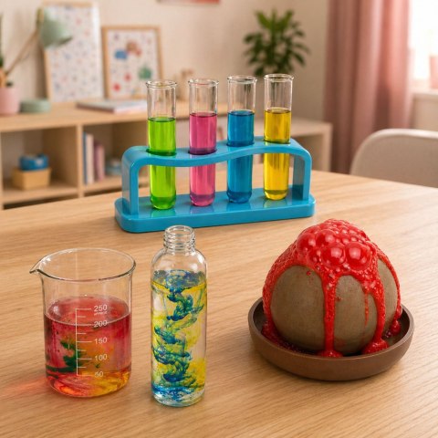 Zestaw Edukacyjny Doświadczalny Mały Chemik 14w1 Eksperymenty Wulkan