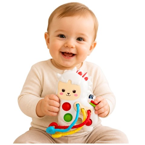 Zabawka Sensoryczna Dla Malucha Lama Ze Sznurkami Pop-It Koraliki