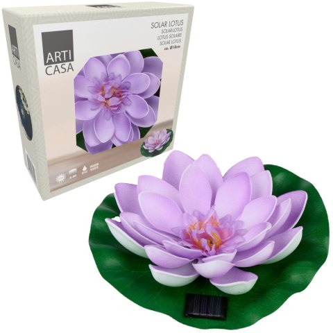 LAMPA SOLARNA LILIA WODNA LOTOS 18CM FIOLET
