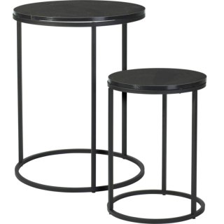 ZESTAW STOLIKÓW KAWOWYCH LOFT OKRĄGŁE BOCZNE MDF METAL 30/40CM CZARNE