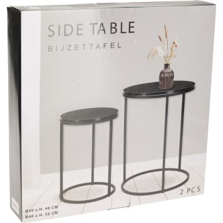 ZESTAW STOLIKÓW KAWOWYCH LOFT OKRĄGŁE BOCZNE MDF METAL 30/40CM CZARNE