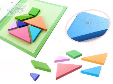 Książeczka magnetyczna układanka klocki 3D tangram Książeczka magnetyczna układanka klocki 3D tangram