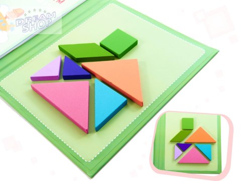 Książeczka magnetyczna układanka klocki 3D tangram Książeczka magnetyczna układanka klocki 3D tangram