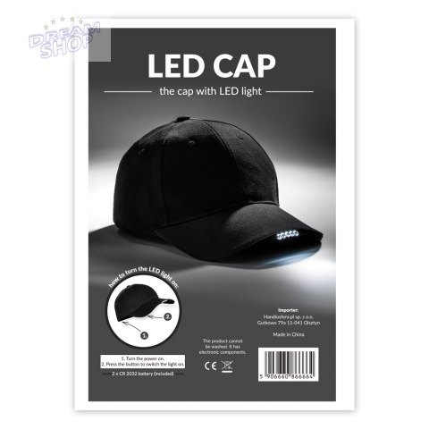 Czapka LED latarka daszkiem wędkarska dla wędkarza