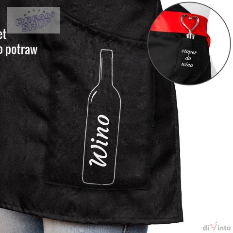 Fartuszek dla gotującej kobiety z kieszenią WINO Fartuszek dla gotującej kobiety z kieszenią WINO