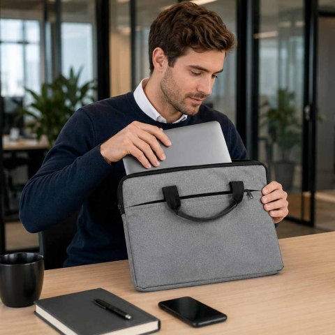 Torba na laptopa 15,6 cali etui pokrowiec teczka damska męska szara