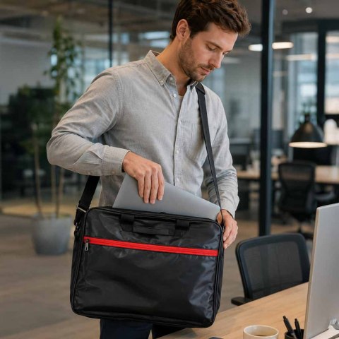 Torba na laptopa 15,6 cali etui pokrowiec z paskiem teczka damska męska czarna
