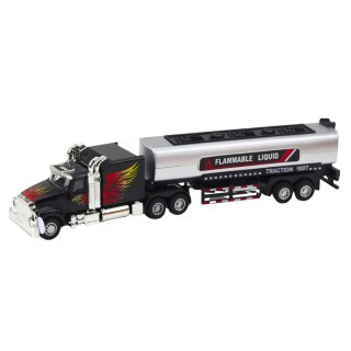 Ciężarówka Cysterna Transport Drewna Napęd Pull-Back Światła Dźwięki 1:36