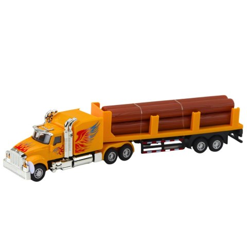 Ciężarówka Cysterna Transport Drewna Napęd Pull-Back Światła Dźwięki 1:36