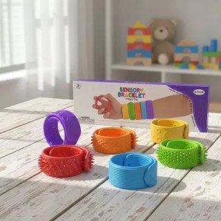 Komplet 6 kolorowych bransoletek sensorycznych antystresowych dla dzieci