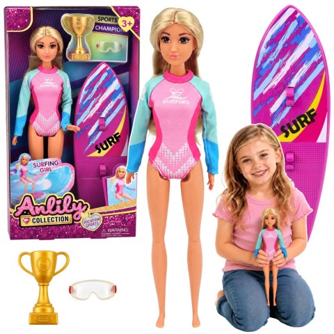 Lalka Anlily Surferka W Kombinezonie Z Deską Surfingową Akcesoria Zestaw
