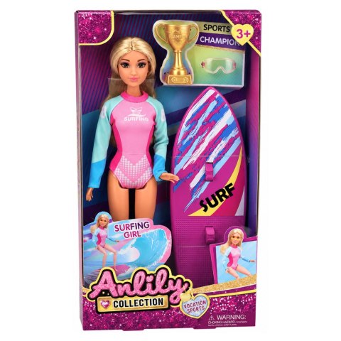 Lalka Anlily Surferka W Kombinezonie Z Deską Surfingową Akcesoria Zestaw