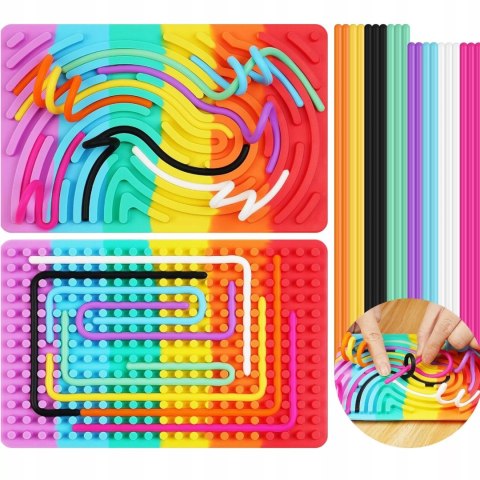 Sensoryczna tablica aktywności dwustronna silikonowa Montessori rainbow