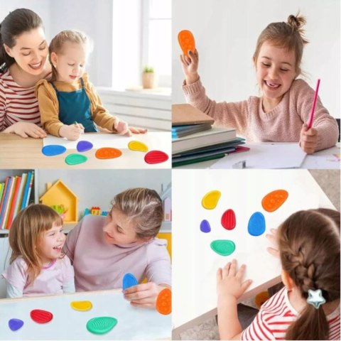 Zestaw 6x Kamienie Antystresowe SILIKONOWE Fidget Toy Sensoryczne ADHD