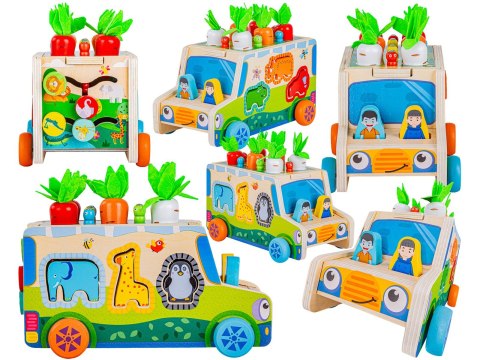 Edukacyjny Drewniany Samochód Auto Sorter Drewniane Klocki Złap Robaczka