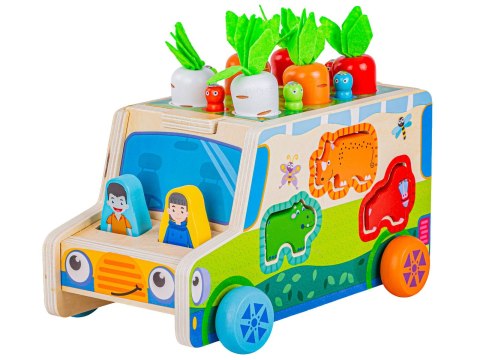 Edukacyjny Drewniany Samochód Auto Sorter Drewniane Klocki Złap Robaczka