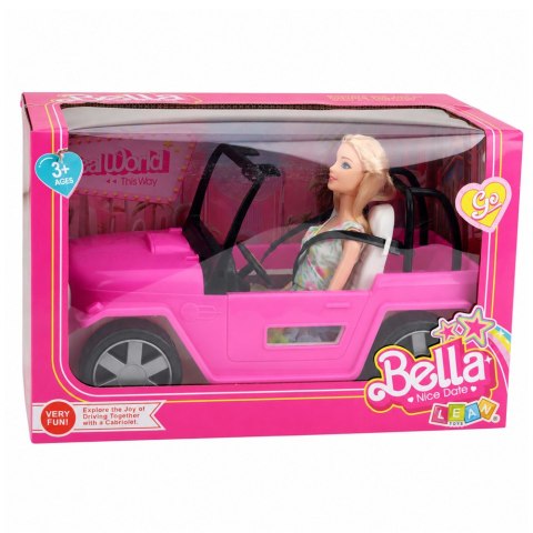 Lalka Bella w Kolorowej Sukience Różowy Samochód Kabriolet Zestaw