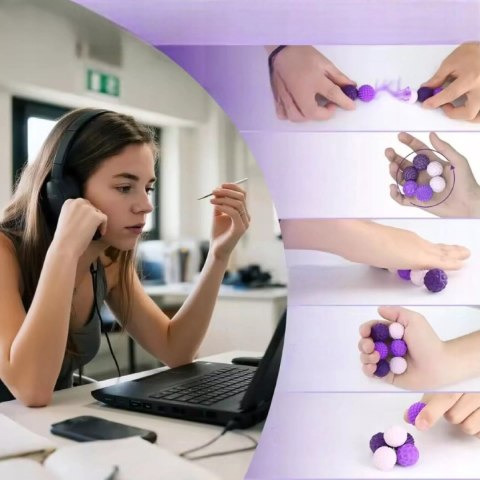 Magnetyczne kulki sensoryczne antystresowe z etui ADHD ASD SI 6 szt fiolet