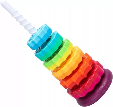 Tęczowa Wieża Piramida Montessori 6 Dysków Edukacyjna 40 cm