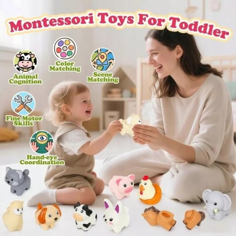 Zestaw Montessori Farma Sorter Zwierząt Kształty i Kolory