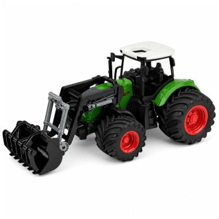 Traktor Rolniczy Farmerski Z Ładowaczem Czołowym Gumowe Koła Zielony 1:24