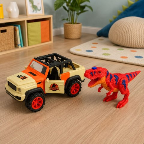 Samochód Terenowy Z Dinozaurem T-Rex Światła Dźwięki Otwierane Drzwi
