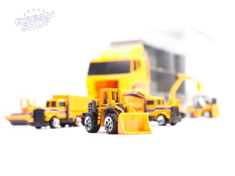 Ciężarówka TIR transporter + metalowe auta maszyny budowlan Ciężarówka TIR transporter + metalowe auta maszyny budowlan