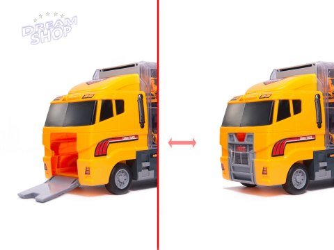 Ciężarówka TIR transporter + metalowe auta maszyny budowlan Ciężarówka TIR transporter + metalowe auta maszyny budowlan