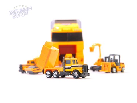 Ciężarówka TIR transporter + metalowe auta maszyny budowlan Ciężarówka TIR transporter + metalowe auta maszyny budowlan