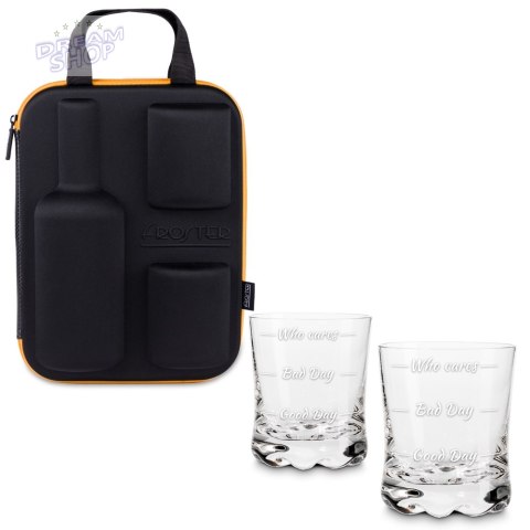 Etui na whisky + 2 szklanki z nadrukiem chłopaka Etui na whisky + 2 szklanki z nadrukiem chłopaka