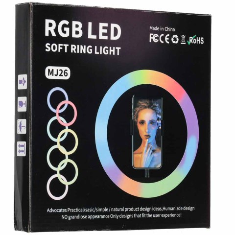 Lampa pierścieniowa do selfie LED RGB na statywie