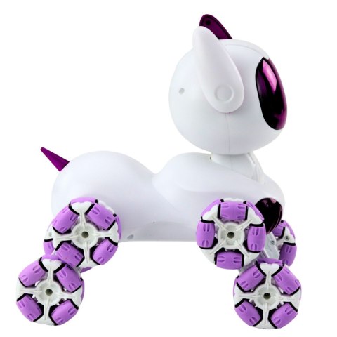Robot Pies TOOBY Zdalnie Sterowany RC 360° Światła Dźwięki Biało-Fioletowy