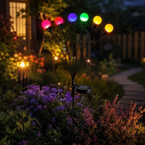 LAMPA SOLARNA TAŃCZĄCE NA WIETRZE KULECZKI KOLOROWE 6 LED 75CM XXL