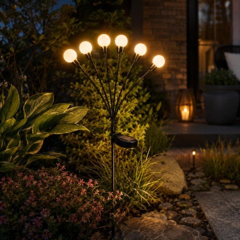 LAMPA SOLARNA TAŃCZĄCE NA WIETRZE KULECZKI BIAŁE 6 LED 75CM XXL
