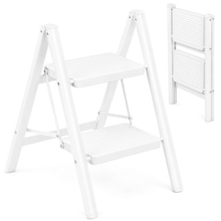 Drabinka składana metalowa EASYSTEP 2 stopniowa WHITE