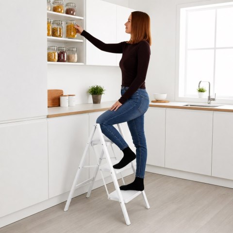 Drabinka składana metalowa EASYSTEP 3 stopniowa WHITE