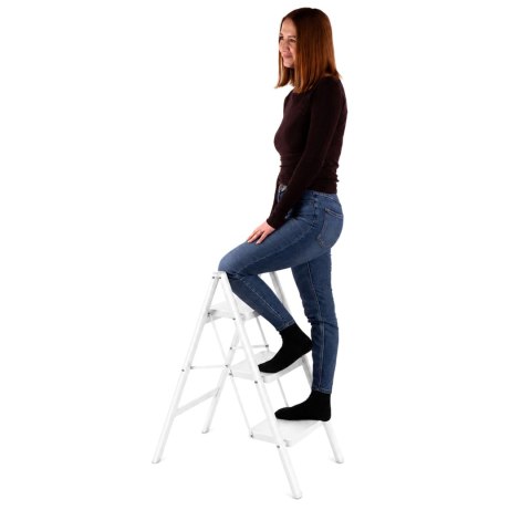 Drabinka składana metalowa EASYSTEP 3 stopniowa WHITE