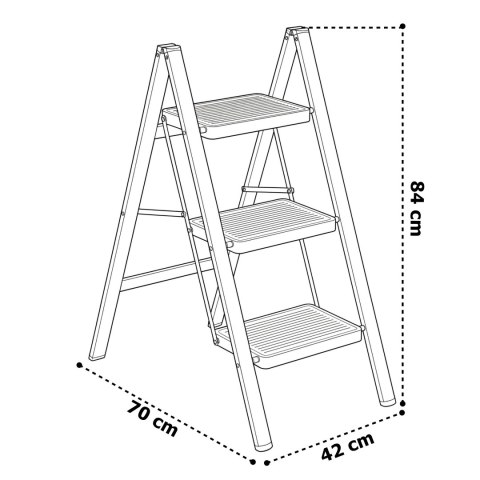 Drabinka składana metalowa EASYSTEP 3 stopniowa WHITE