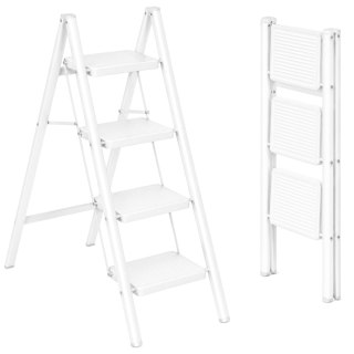 Drabinka składana metalowa EASYSTEP 4 stopniowa WHITE