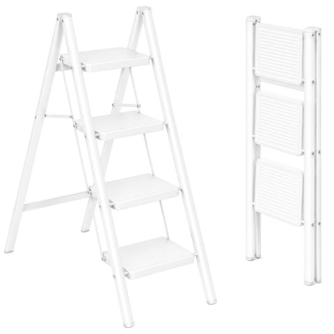 Drabinka składana metalowa EASYSTEP 4 stopniowa WHITE