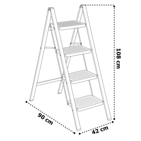 Drabinka składana metalowa EASYSTEP 4 stopniowa WHITE