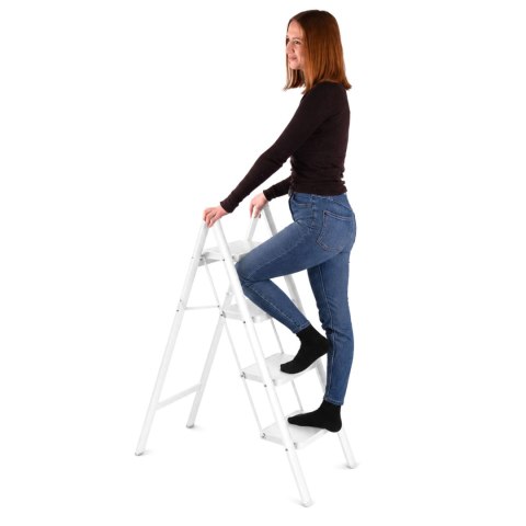 Drabinka składana metalowa EASYSTEP 4 stopniowa WHITE